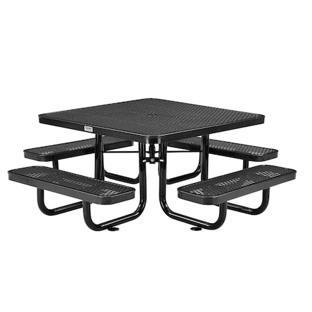 Global Industrial Square Kids Picnic Table, Black, Expanded Metal, 46 in L, 24-1/2 in H Overall 277151KBK